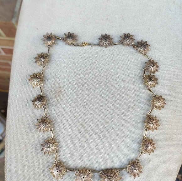 Vintage sterling Portugal CV artisan made flower necklace - Picture 4 of 7